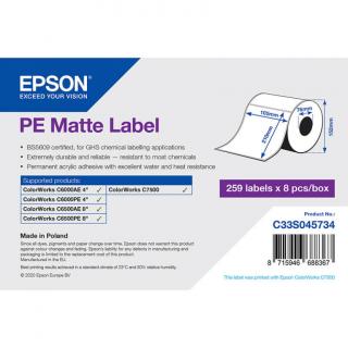 Epson matt, műanyag (PE) etikett címke, 105*210 mm, 259 címke/tekercs (rendelési egység 8 tekercs/doboz)