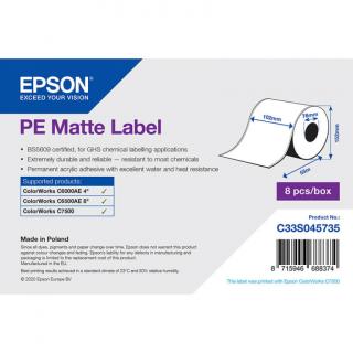 Epson matt, műanyag (PE), folyamatos címke, 102 mm * 55 méter (rendelési egység 8 tekercs/doboz)