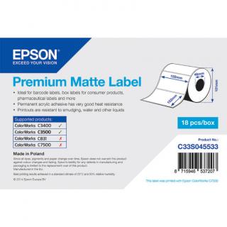 Epson prémium matt, papír etikett címke, 102*152 mm, 225 címke/tekercs (rendelési egység 18 tekercs/doboz)