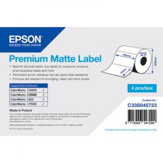 Epson prémium matt, papír etikett címke, 102*76 mm, 1570 címke/tekercs  (rendelési egység 4 tekercs/doboz)