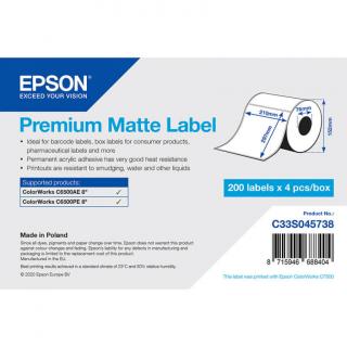 Epson prémium matt, papír etikett címke, 210*297 mm, 200 címke/tekercs  (rendelési egység 4 tekercs/doboz)