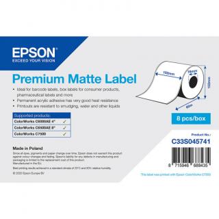 Epson prémium matt papír, folyamatos címke, 102 mm * 60 méter (rendelési egység 8 tekercs/doboz)