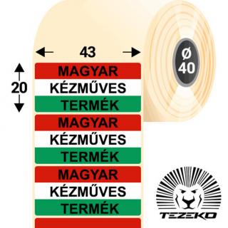Magyar Kézműves Termék etikett címke, 43 * 20 mm-es (1000 db/tekercs)