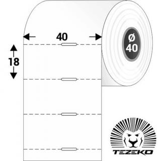 Polccímke 40 * 18 mm-es, perforált, termál, vezérlőlyukkal (1000 db/tekercs)