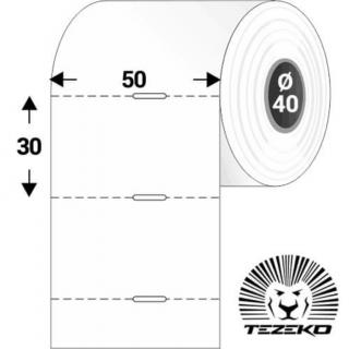 Polccímke 50 * 30 mm-es, perforált, termál, vezérlőlyukkal (1000 db/tekercs)