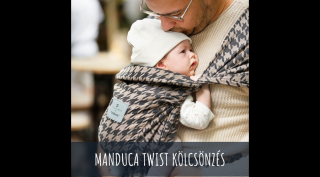 Manduca Twist félcsatos babahordozó KÖLCSÖNZÉS - Pepita black (választható időtartam)