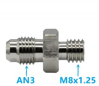 AN3 (3/8) apa - M8x1.25 apa összekötő