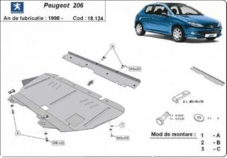 Peugeot 206 1998- motorvédő lemez