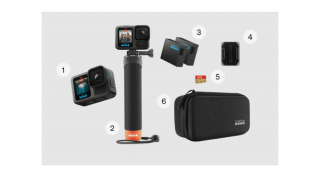 GoPro  HERO13 BLACK Accessory Bundle- handler, 2 batteries, 2 íves ragasztós rögzítő, 64GB, hordtáska akciókamera