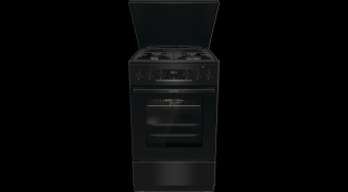 Gorenje MEKS5141BM Kombinált tűzhely, 4 gázégő, elektromos multifunkciós sütő Pizza funkcióval,kijelző, fém tetővel, teleszkópos sütősín, lassú ajtózáródás, air fry, fém tető, festett fekete szín, gőzfunkcióval