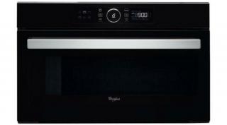 Whirlpool AMW 730/NB Beépíthető mikrohullámú sütő,  Fekete üveg felület, 31 liter, 6. Érzék funkciók,