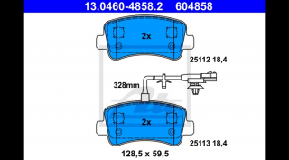 ATE - 13.0460-4858.2 - Fékbetét hátsó