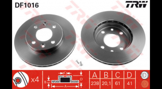 TRW - DF1016 - Féktárcsa első
