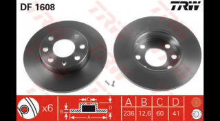 TRW - DF1608 - Féktárcsa első