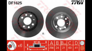 TRW - DF1625 - Féktárcsa első