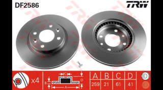 TRW - DF2586 - Féktárcsa első