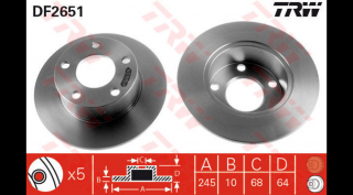 TRW - DF2651 - Féktárcsa hátsó