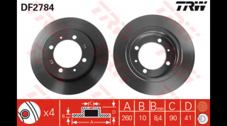 TRW - DF2784 - Féktárcsa hátsó