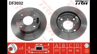 TRW - DF3032 - Féktárcsa első