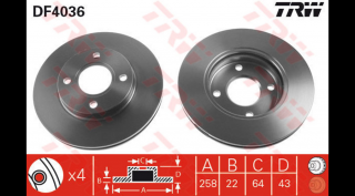 TRW - DF4036 - Féktárcsa első
