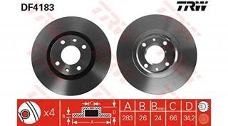 TRW - DF4183 - Féktárcsa első