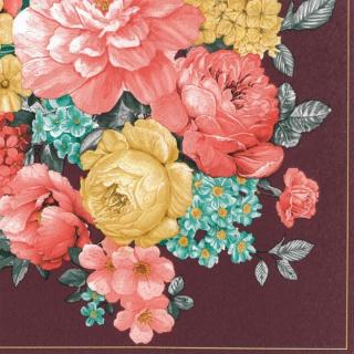 Decoupage szalvéták  Bunch of Flowers Dark Claret - 1 db