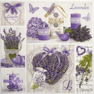 Decoupage szalvéták Lavender Collage - 1db (decoupage)
