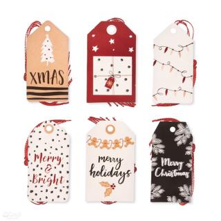 Dekoratív karácsonyi címkék 24 db  | Merry Holidays