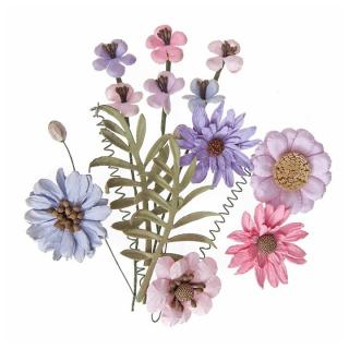 Papír virágok Pink &amp; Lavender - szett 12 db (dekoratív)