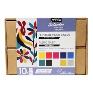 Pebeo színek készlete világos textíliákhoz Setacolor Opaque / 10x45 ml