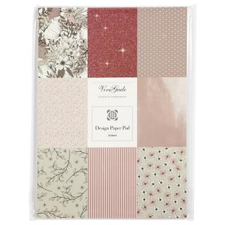 Scrapbook papír A4 Vivi Gade - roszaszzín árnyalatok / szett 24 lap