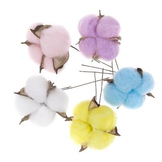 Színes pamutvirágok - 5 darabos szett (szárított pamutvirág)