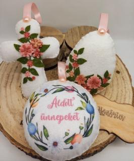 Áldott húsvétot!- virágos filc díszek dobozban