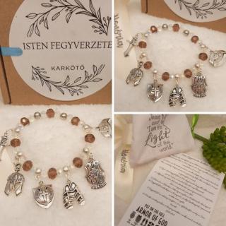 Isten fegyverzete - keresztény történet karkötő-barna-A43