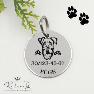 Kutyabiléta saját kutyusod nevével - airedale terrier (3 cm-es medál) ()