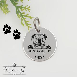 Kutyabiléta saját kutyusod nevével - amerikai bulldog (2 cm-es medál) ()