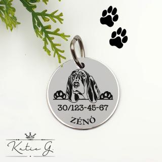 Kutyabiléta saját kutyusod nevével - basset hound (2 cm-es medál) ()