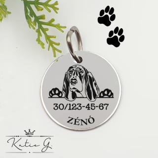 Kutyabiléta saját kutyusod nevével - basset hound (3 cm-es medál) ()