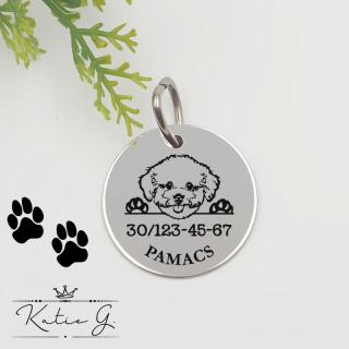 Kutyabiléta saját kutyusod nevével - bichon frise (2 cm-es medál) ()