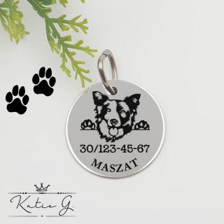 Kutyabiléta saját kutyusod nevével - border collie (2 cm-es medál) ()