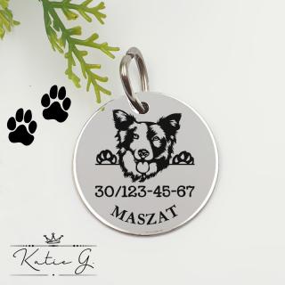 Kutyabiléta saját kutyusod nevével - border collie (3 cm-es medál) ()