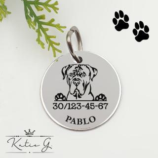 Kutyabiléta saját kutyusod nevével - cane corso 2. (3 cm-es medál) ()