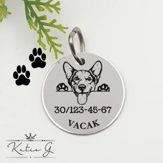 Kutyabiléta saját kutyusod nevével - corgi (3 cm-es medál) (3)