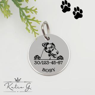 Kutyabiléta saját kutyusod nevével - foxterrier 1. (2 cm-es medál) ()