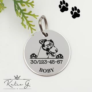 Kutyabiléta saját kutyusod nevével - Foxterrier 1. (3 cm-es medál) ()