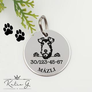 Kutyabiléta saját kutyusod nevével - Foxterrier 2. (3 cm-es medál) ()