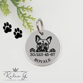 Kutyabiléta saját kutyusod nevével - francia bulldog (2 cm-es medál) ()