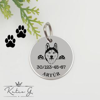 Kutyabiléta saját kutyusod nevével - husky (2 cm-es medál) (2)