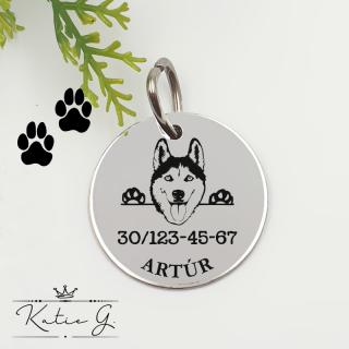 Kutyabiléta saját kutyusod nevével - husky (3 cm-es medál) (3)