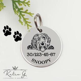 Kutyabiléta saját kutyusod nevével - labradoodle (3 cm-es medál) ()